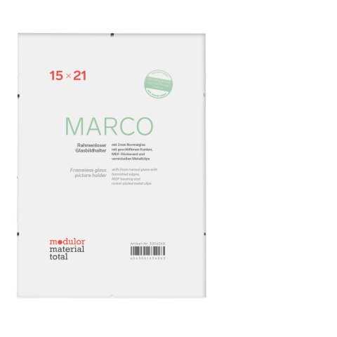 Marco porta-immagine senza cornice 15 x 21 cm, 2 mm vetro normale