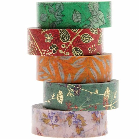 Set di nastri adesivi Carta Poesia, fantasia b = 15 mm, l = 10 m, 5 pezzi, Funny Fall