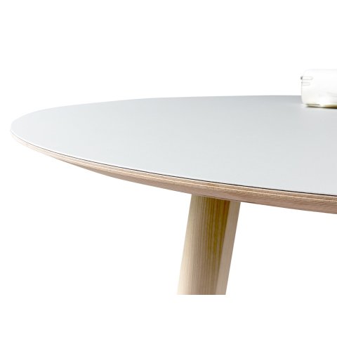 Modulor Linoleum-Tischplatte, Schrägkante, rund 26mm, Multiplex-Kern, ø 1200mm, Linoleum rauchgrau
