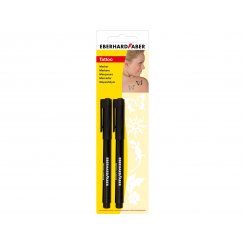 Eberhard Faber Tattoo Markers, 2 pens, black, stencils included