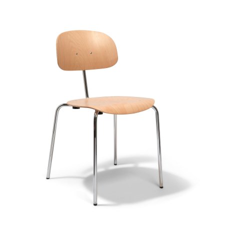 Stahlrohrstuhl 118, stapelbar Buche farblos lackiert, chrom