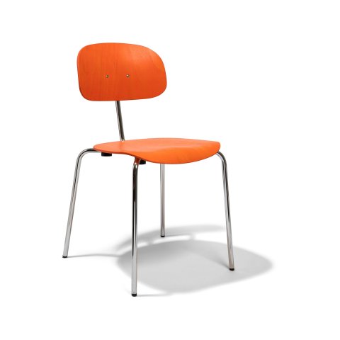 Stahlrohrstuhl 118, stapelbar orange gebeizt, chrom
