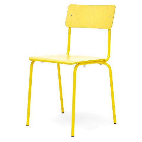 Silla de tubos de acero Comeback 041, apilable 780/450 x 400 x 400, teñido de amarillo, lacado