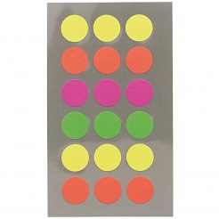 Sticker Paper Poetry Punkte, Ø 15 mm, neon 4 Farben, 72 Stück