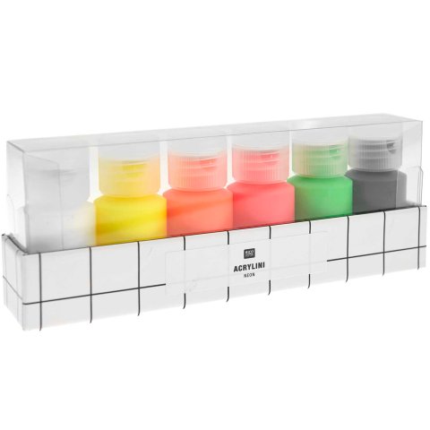 Acrylfarbe Acrylini, matt, Set 6 x 22 ml, neon