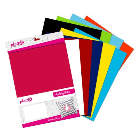 plottiX Thermotransferfolie PremiumFlock Set 20 x 30 cm, Velours, Set 2 mit 10 Farben