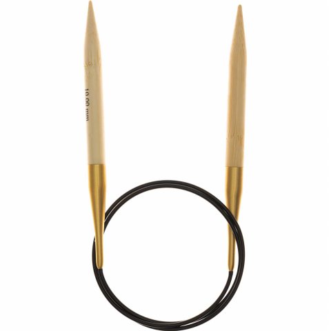 Circular knitting needles 10.0 mm, made of bamboo, 80 cm rope length