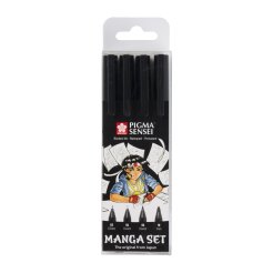 Sakura Pens Pigma Sensei, Manga Set, 4 pens, 03, 04, 06, 10, black