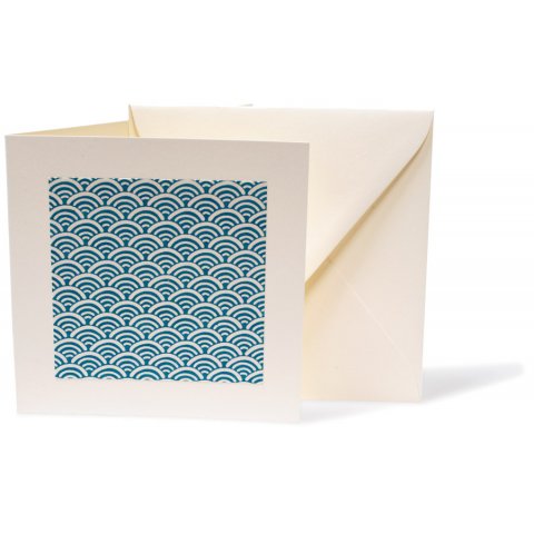 Chiyogami folded card incl. envelope, 125 x 125 mm, fish scales, light b