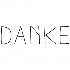 Motivstempel aus Holz, Typo, Danke