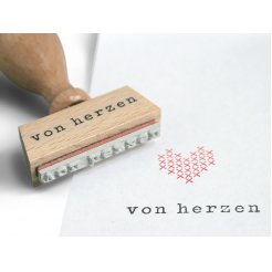 Motivstempel aus Holz, Typo, von Herzen, 4 x 36 mm